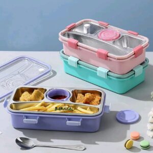 Stylish 3-Compartment Snack Box with Dabbi